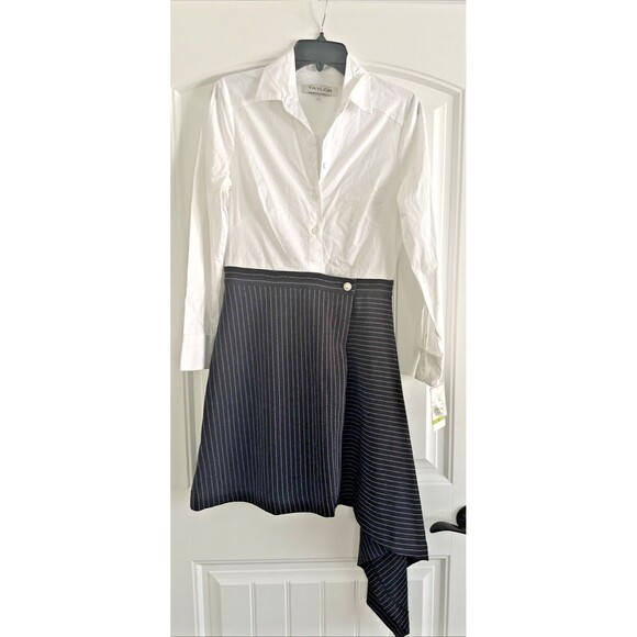 Taylor Women's Mixed-Media Side-Draped Shirtdress Professional Work Dress Size 4 - Picture 4 of 12